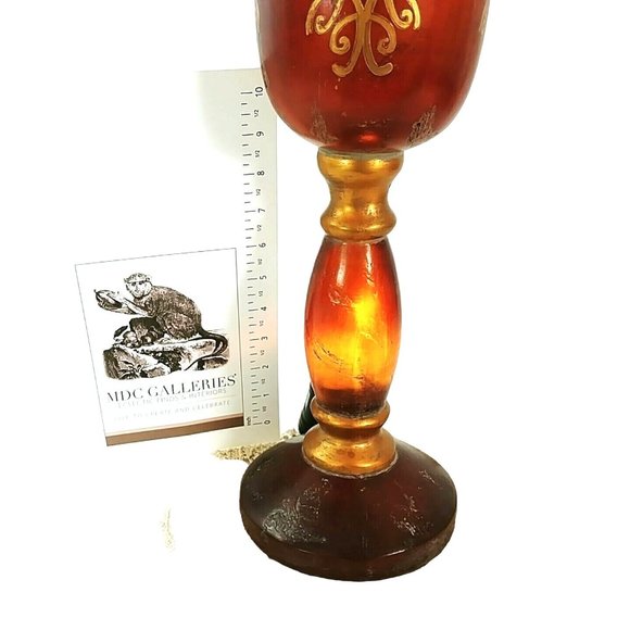 Candle Holder Transparent Amber Stemmed Table Decor 16" Tall Uttermost by Design - Picture 9 of 9